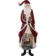 Clayre & Eef Kerstdecoratie Beeld Kerstman 33x16x85 cm Rood Metaal