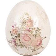 Clayre & Eef Decoratie Ei Ø 10x12 cm Beige Keramiek