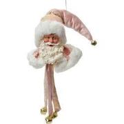 Clayre & Eef Kersthanger Kerstman 70 cm Roze Textiel