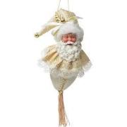 Clayre & Eef Kersthanger Kerstman 35 cm Wit Goudkleurig Textiel