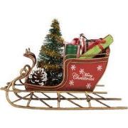 Clayre & Eef Kerstdecoratie Beeld Slee 17x8x12 cm Rood Metaal