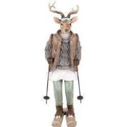 Clayre & Eef Decoratie Beeld Hert 16x11x31 cm Bruin Kunststof