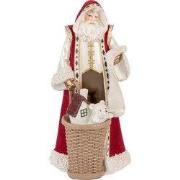 Clayre & Eef Kerstdecoratie Beeld Kerstman 15x14x29 cm Beige Rood Kuns...