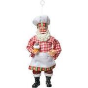 Clayre & Eef Kersthanger Kerstman 17 cm Wit Textiel