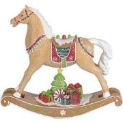 Clayre & Eef Kerstdecoratie Beeld Hobbelpaard 26x7x24 cm Bruin Kunstst...