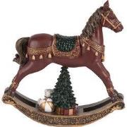 Clayre & Eef Kerstdecoratie Beeld Hobbelpaard 18x5x19 cm Bruin Kunstst...