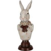 Clayre & Eef Decoratie Beeld Konijn 13x12x39 cm Grijs Kunststof