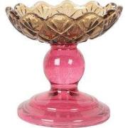 Clayre & Eef Waxinelichthouder Ø 10x9 cm Geel Glas