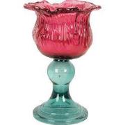 Clayre & Eef Waxinelichthouder Ø 10x16 cm Roze Glas