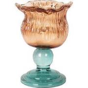 Clayre & Eef Waxinelichthouder Ø 10x14 cm Oranje Glas