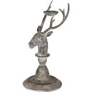 Clayre & Eef Kandelaar Hert 17x14x30 cm Grijs Metaal
