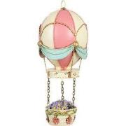 Clayre & Eef Decoratie Beeld Luchtballon Ø 14x29 cm Roze Beige Metaal