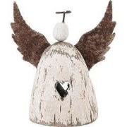 Clayre & Eef Decoratie Beeld Engel 11x5x11 cm Wit Bruin Hout
