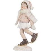 Clayre & Eef Decoratie Beeld Kind 4x3x10 cm Roze Kunststof