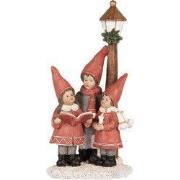 Clayre & Eef Kerstdecoratie Beeld Kinderen 11x8x21 cm Rood Kunststof