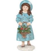 Clayre & Eef Decoratie Beeld Meisje 8x9x19 cm Blauw Kunststof