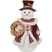 Clayre & Eef Decoratie Beeld Sneeuwpop 15x14x24 cm Wit Kunststof