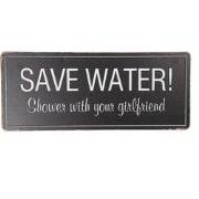 Clayre & Eef Tekstbord 30x13 cm Zwart Metaal