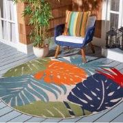 Floral Outdoor - Buitenkleed Tuin - Rond - Weerbestendig Vloerkleed - ...