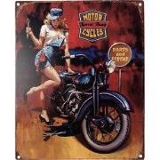Clayre & Eef Tekstbord 20x25 cm Rood IJzer Motor
