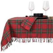Unique Living - Tafelkleed Xmas Tartan - 150x300cm - Red