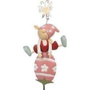 Clayre & Eef Tuinsteker Kabouter 24x7x84 cm Roze Metaal