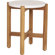 Teresa houten tuin bijzettafel naturel met terazzo blad - Ø 37 cm