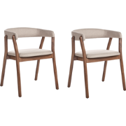 MYLO - Eetkamerstoel set van 2 - Donkerhout/Beige - Polyester
