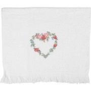 Clayre & Eef Gastendoekje 40x66 cm Wit Katoen Hart