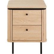 Nachtkastje met 2 lades en zijkanten met groefeffect H55 cm - MALAGA