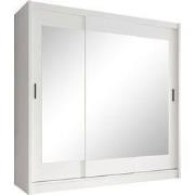 Meubella - Kledingkast Alcamo 2 - Wit - 205 cm - Met spiegel