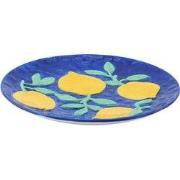 Deco Plate- Lemons - Blue/Yellow-17,5x17,5x2cm