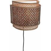 Wandlamp Bhutan - Bamboe/Zwart - 32x16x27cm