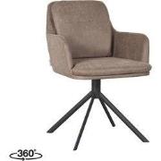 LABEL51 Eetkamerstoel Joy - Taupe - Micro Suede - Zwart Metalen Frame