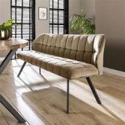 Eetkamerbank Lino Velvet Stof Champagne 180 cm Geblokt