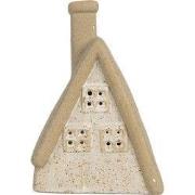 Clayre & Eef Decoratie Huis met LED 15x10x21 cm Beige Keramiek