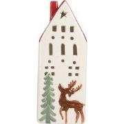 Clayre & Eef Decoratie Huis met LED 7x6x19 cm Wit Keramiek