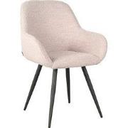 LABEL51 Eetkamerstoel Fender - Naturel - Boucle - Zwart Metalen Frame