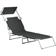 FOLIGNO - Ligstoel - Zwart - Polyester/Staal
