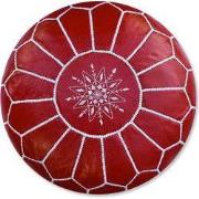 Leren Poef - Rood - Handgemaakt en stijlvol - Gevuld geleverd - Poufs&...