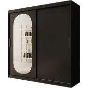 Meubella - Kledingkast Bodhi - Zwart - 200 cm - Met spiegel