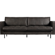 WOOOD Rodeo Classic Bank 2-Zits - Leer - Zwart - 83x230x88