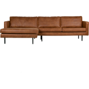 WOOOD Rodeo Chaise Longue Links - Leer - Cognac - 85x300x86