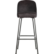 WOOOD Vogue Barkruk - Leer - Zwart - 103x50x55