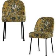 WOOOD Vogue Eetkamerstoelen - Fluweel - Poppy Mosterd - Set van 2