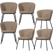 WOOOD Admit Eetkamerstoelen - Bouclé - Beige - Set van 6