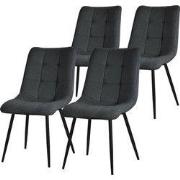 Eetkamerstoelen set van 4 antraciet Keukenstoel met polyester hoes en ...