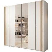 Meubella - Kledingkast Franklin - Wit - 220 cm - Met spiegel