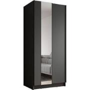 Meubella - Kledingkast Salta - Zwart - 80 cm - Met spiegel