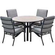 Edison tafel diameter122 cm carbon black/ light teak polyw